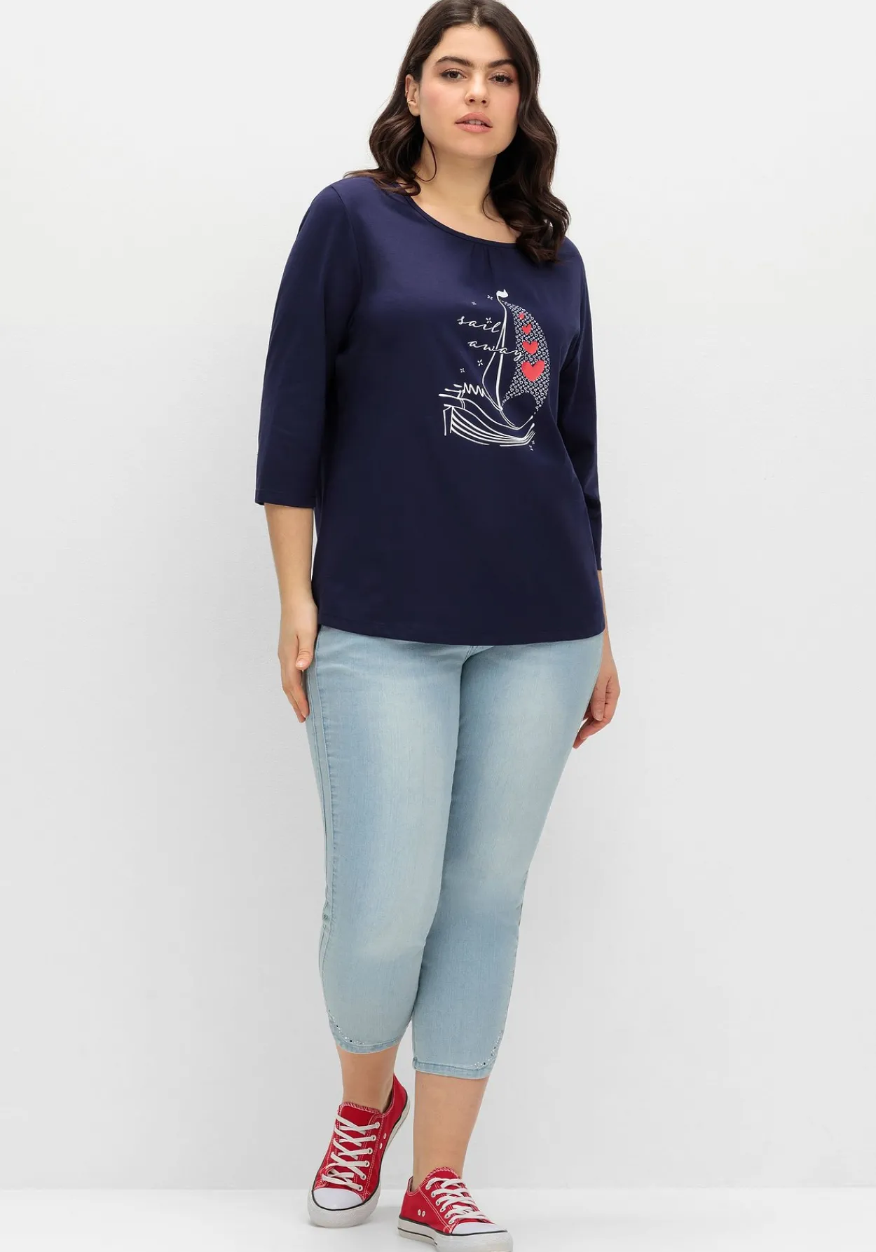 3/4-Arm-Shirt mit maritimem Frontdruck<sheego Best