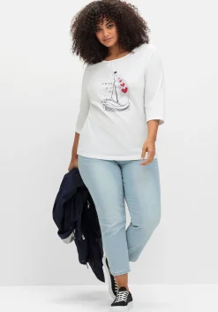 3/4-Arm-Shirt mit maritimem Frontdruck<sheego Hot