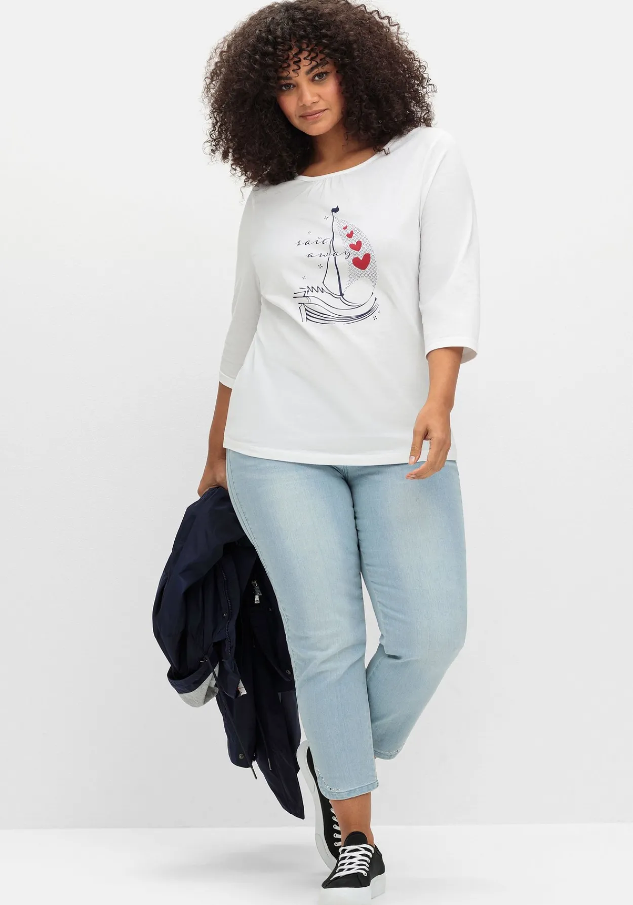 3/4-Arm-Shirt mit maritimem Frontdruck<sheego Hot