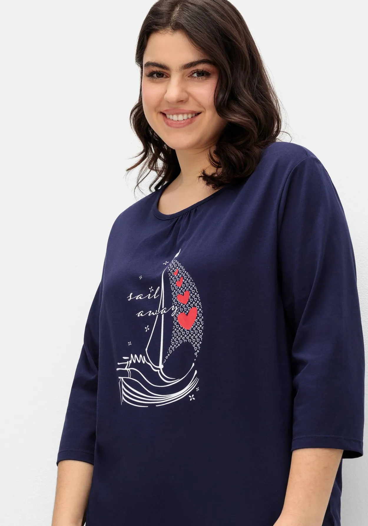 3/4-Arm-Shirt mit maritimem Frontdruck<sheego Best