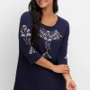 3/4-Arm-Shirt mit platziertem Paisley-Print<sheego Sale