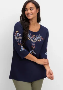 3/4-Arm-Shirt mit platziertem Paisley-Print<sheego Sale
