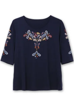 3/4-Arm-Shirt mit platziertem Paisley-Print<sheego Sale