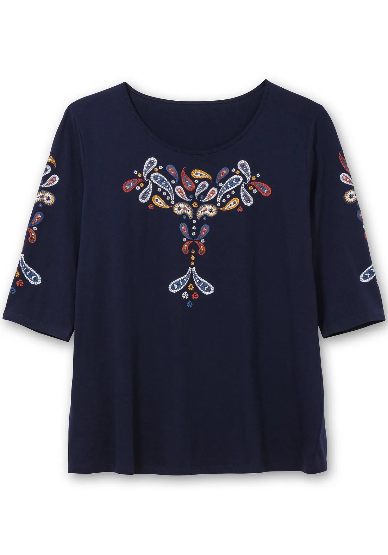3/4-Arm-Shirt mit platziertem Paisley-Print<sheego Sale