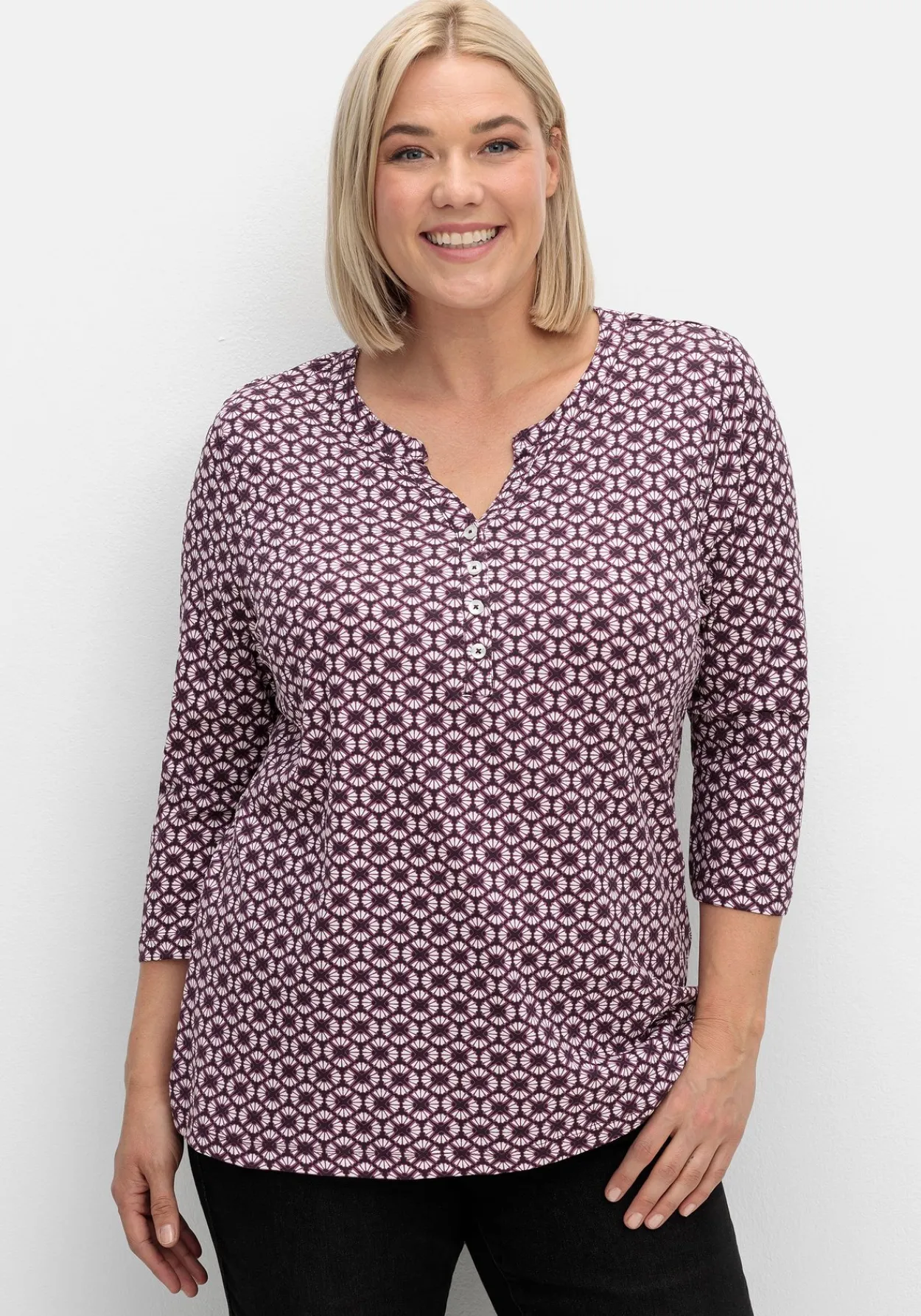 3/4-Arm-Shirt mit Retro-Alloverdruck<sheego Best