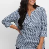 3/4-Arm-Shirt mit Retro-Alloverdruck<sheego Discount