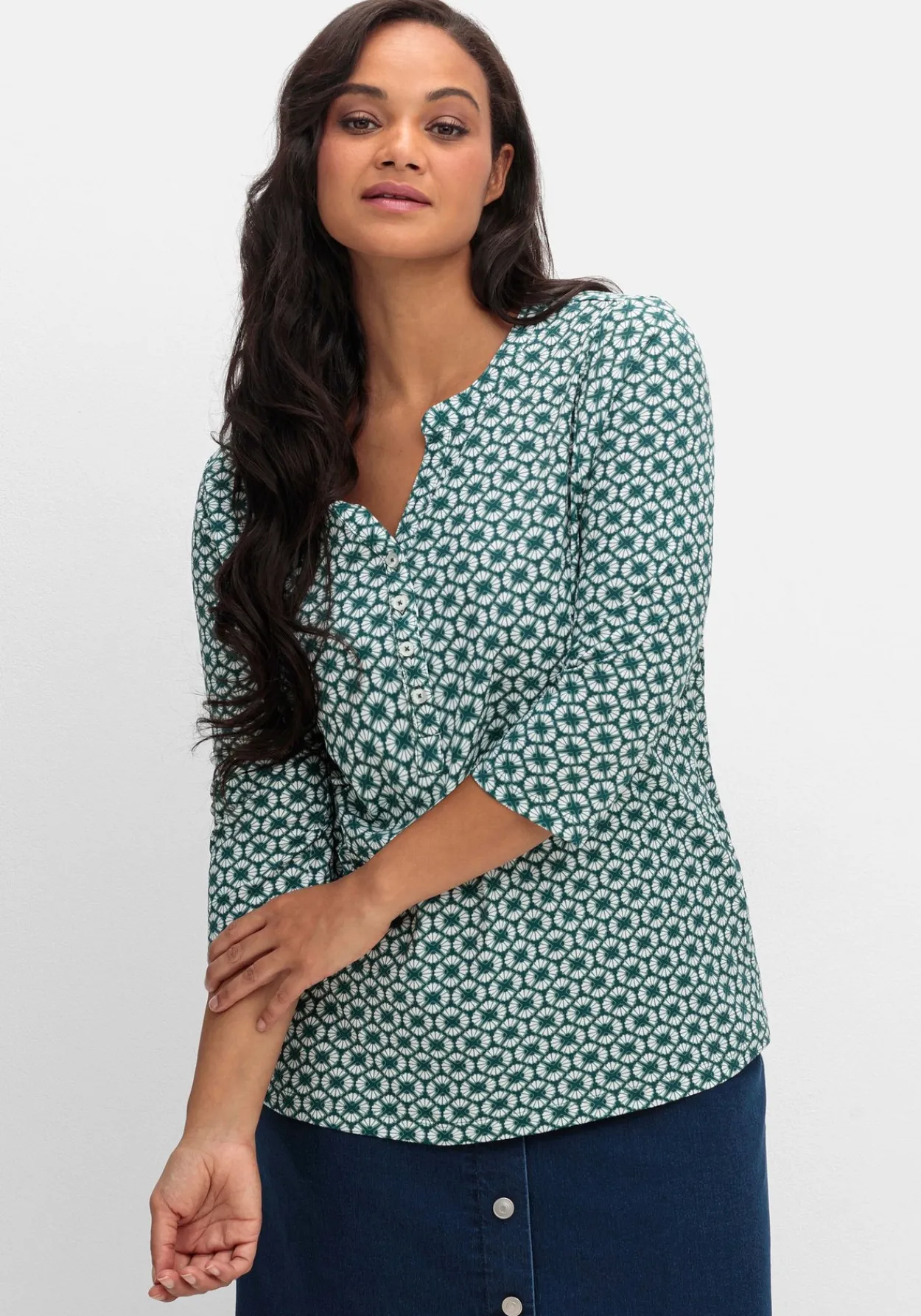 3/4-Arm-Shirt mit Retro-Alloverdruck<sheego Sale