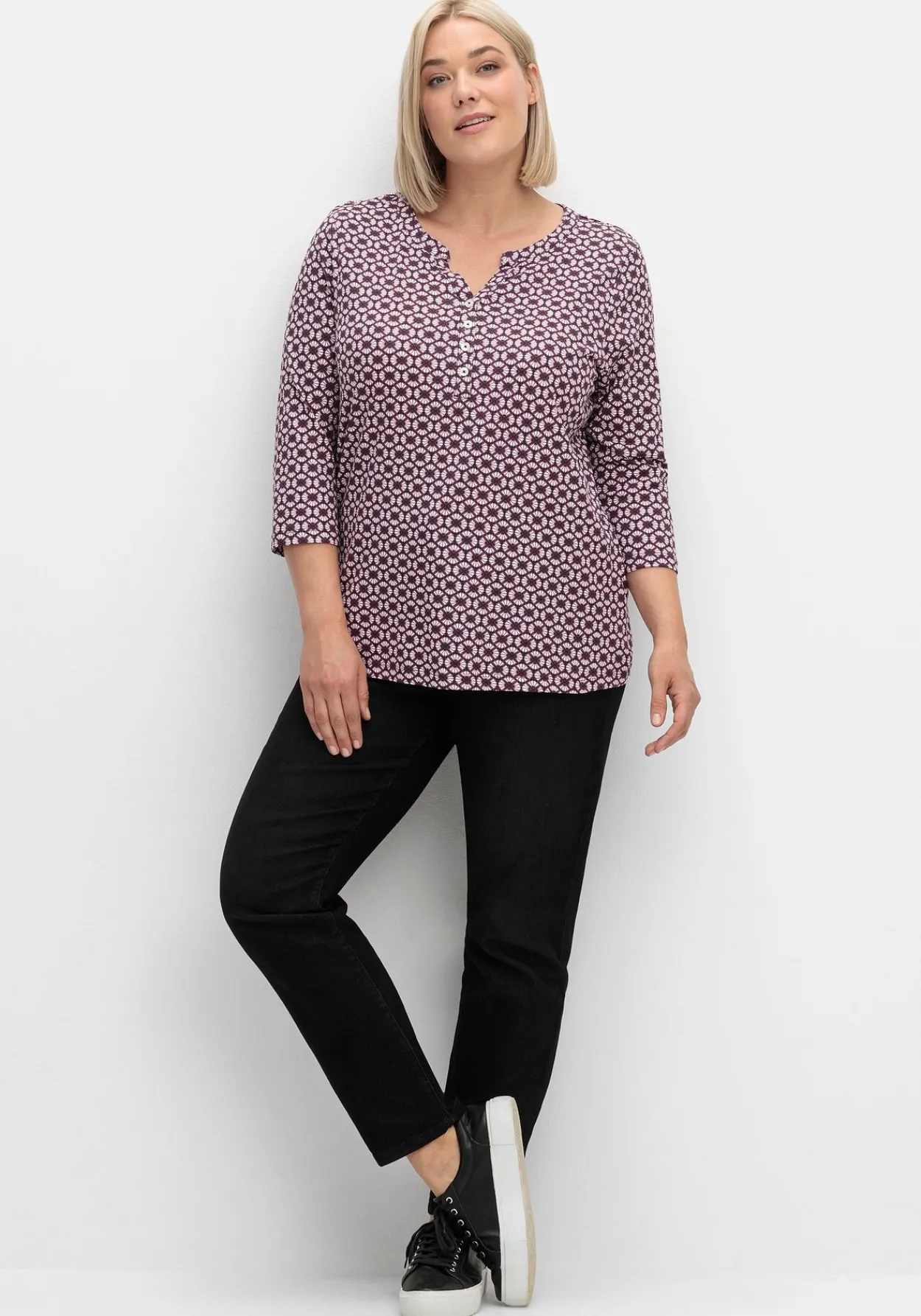 3/4-Arm-Shirt mit Retro-Alloverdruck<sheego Best