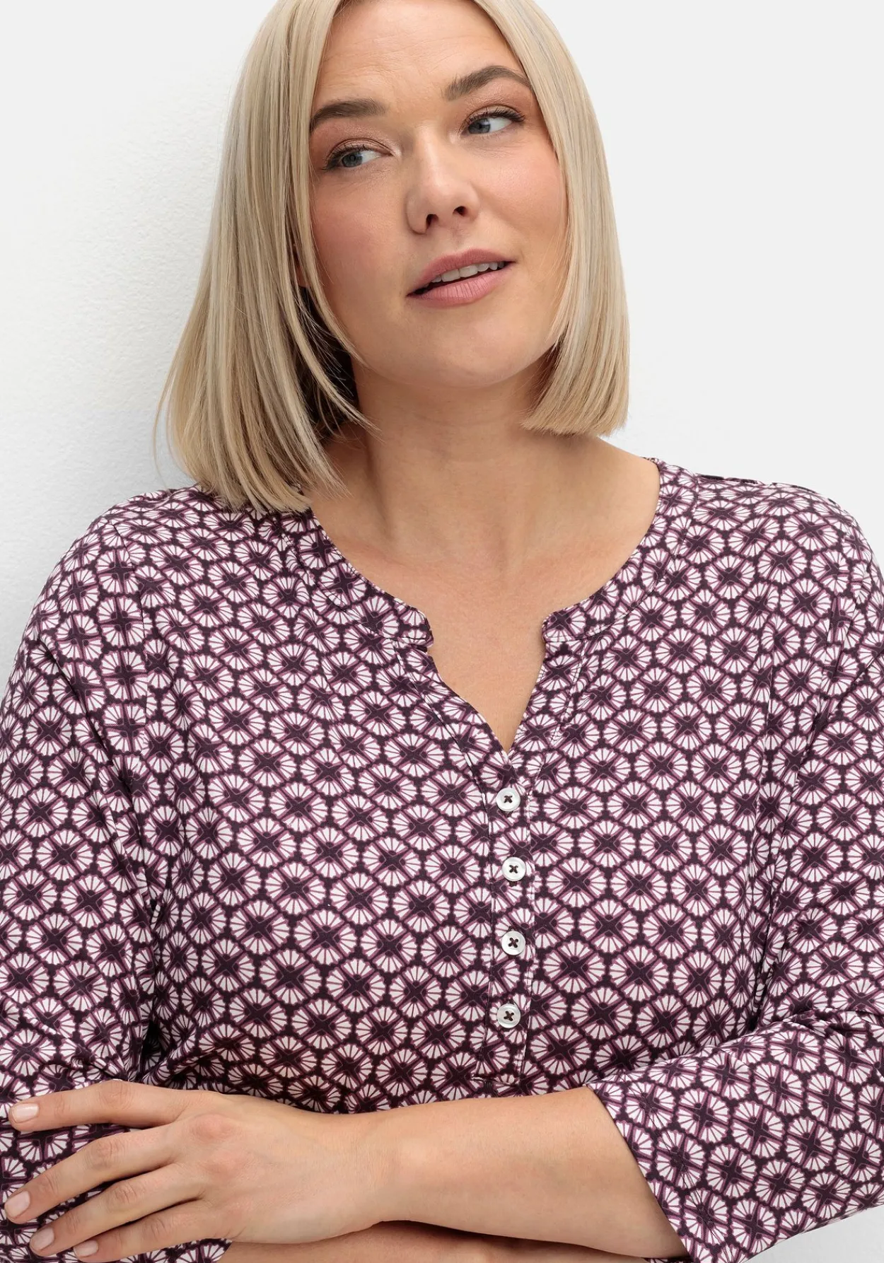3/4-Arm-Shirt mit Retro-Alloverdruck<sheego Best