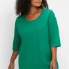 3/4-Arm-Shirt mit Rundhalsausschnitt, gerade Schnittform<sheego Discount