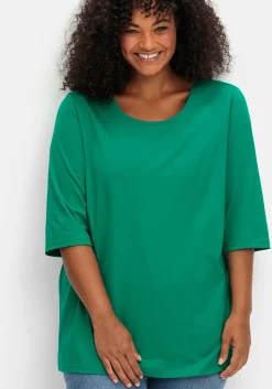3/4-Arm-Shirt mit Rundhalsausschnitt, gerade Schnittform<sheego Discount