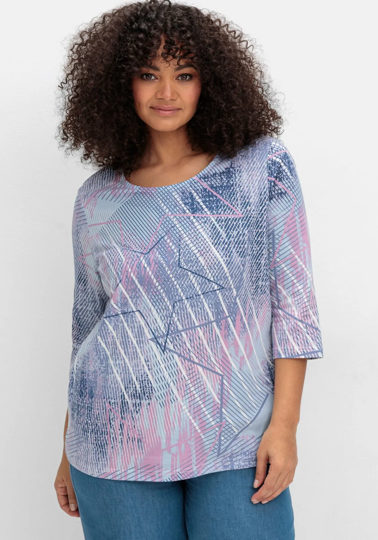 3/4-Arm-Shirt mit softem Alloverdruck<sheego Best