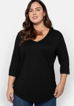 3/4-Arm-Shirt mit V-Ausschnitt, in leichter A-Linie<sheego New