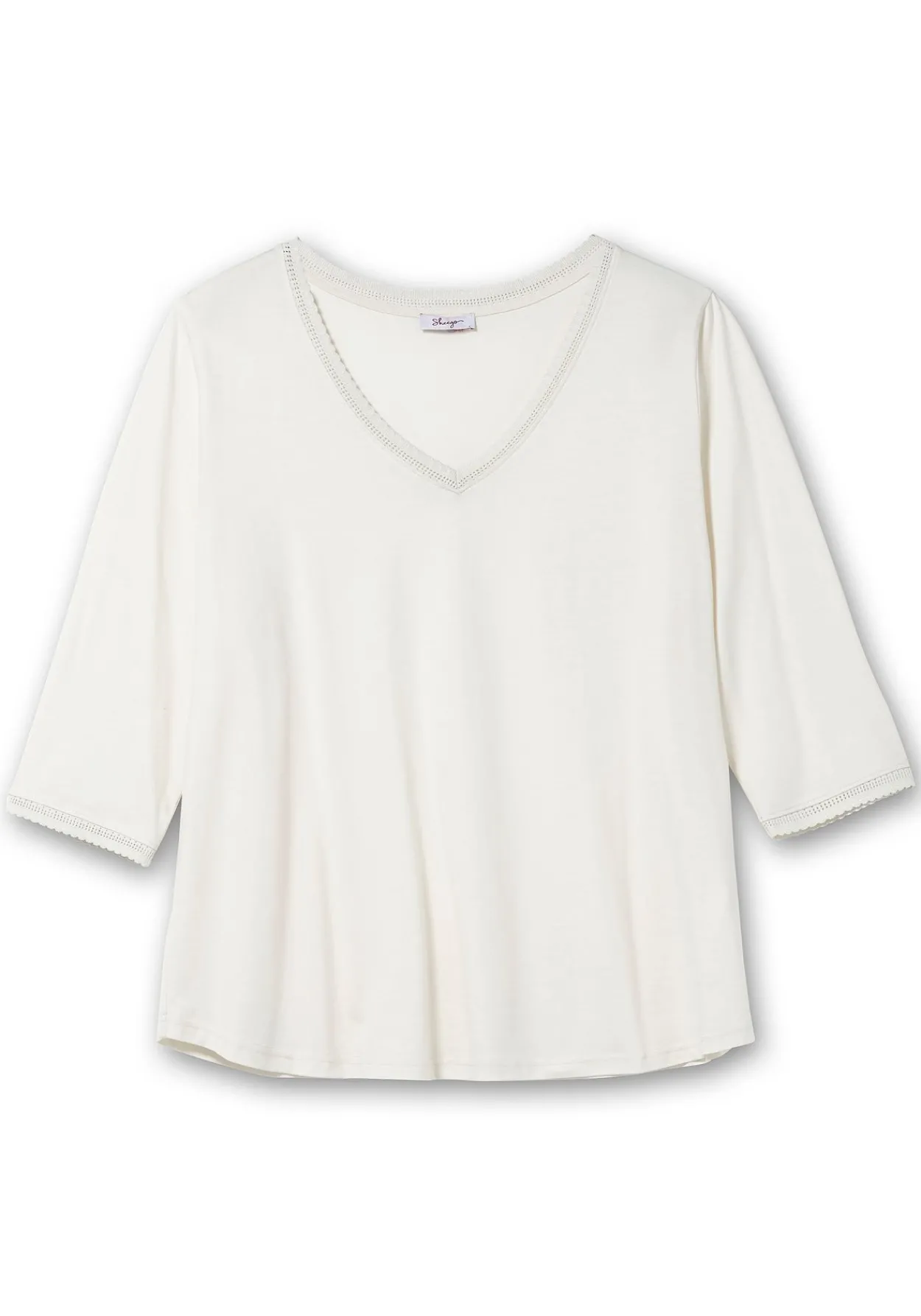 3/4-Arm-Shirt mit V-Ausschnitt, in leichter A-Linie<sheego Best