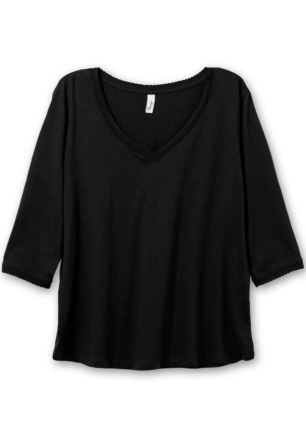 3/4-Arm-Shirt mit V-Ausschnitt, in leichter A-Linie<sheego New
