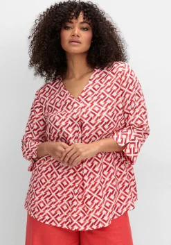 3/4-Arm-Tunika mit Faltendetails und Grafikprint<sheego Fashion