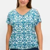 Ausbrenner-Shirt mit Gummizugbund<sheego Fashion