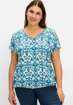 Ausbrenner-Shirt mit Gummizugbund<sheego Fashion