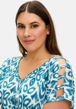 Ausbrenner-Shirt mit Gummizugbund<sheego Fashion