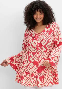 Ausgestellte Bluse mit Grafikprint und Volant am Saum<sheego by Joe Browns Sale