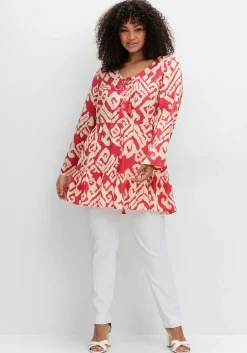 Ausgestellte Bluse mit Grafikprint und Volant am Saum<sheego by Joe Browns Sale