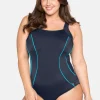 Badeanzug mit Kontrastpaspeln und Shaping-Effekt<sheego Discount
