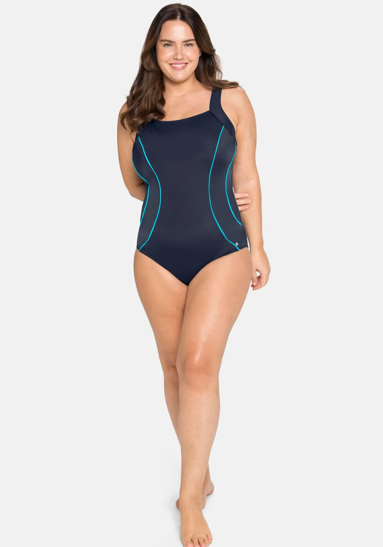 Badeanzug mit Kontrastpaspeln und Shaping-Effekt<sheego Discount