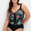 Badeanzug mit Rüschen und Tropical Print<sheego Clearance