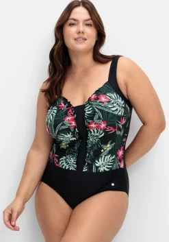 Badeanzug mit Rüschen und Tropical Print<sheego Clearance