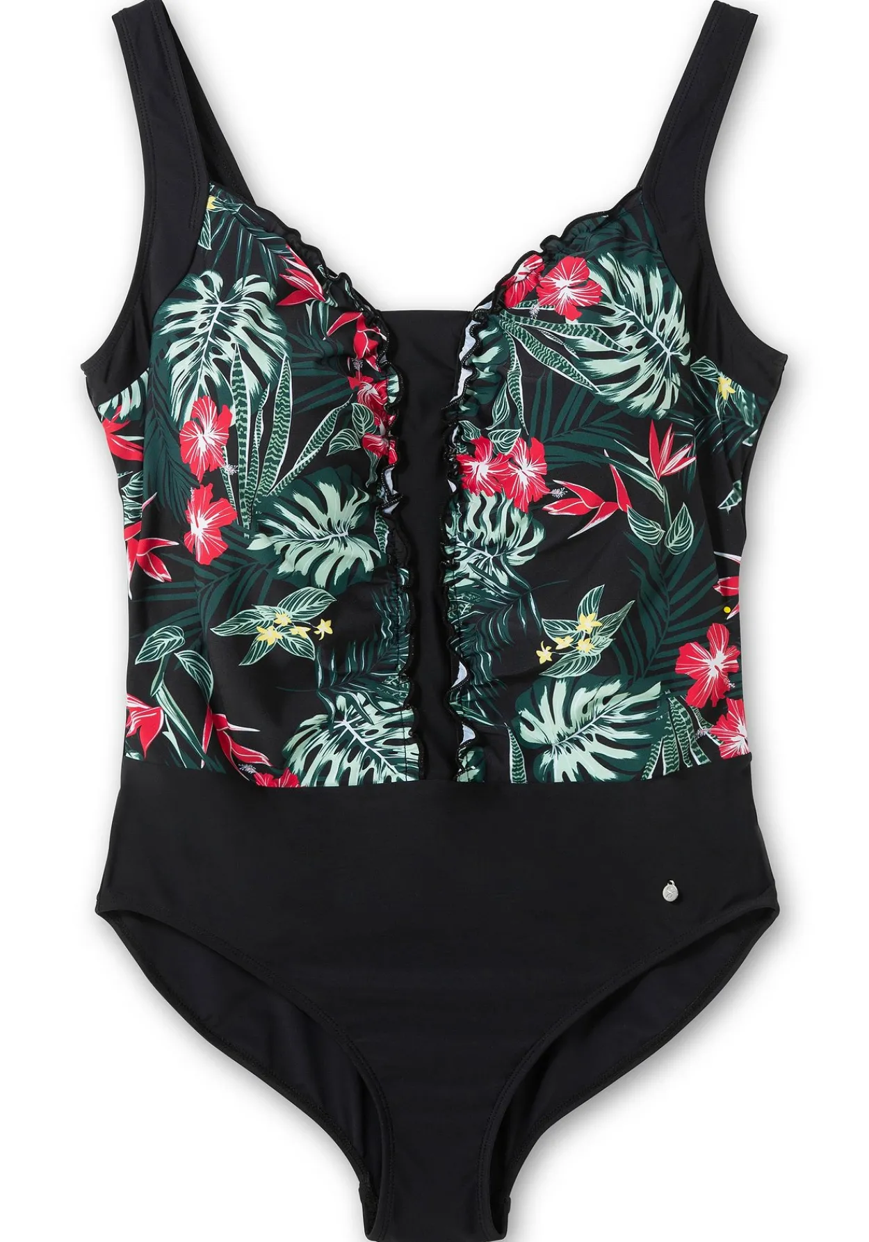Badeanzug mit Rüschen und Tropical Print<sheego Clearance
