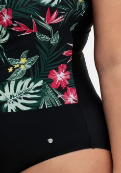 Badeanzug mit Rüschen und Tropical Print<sheego Clearance