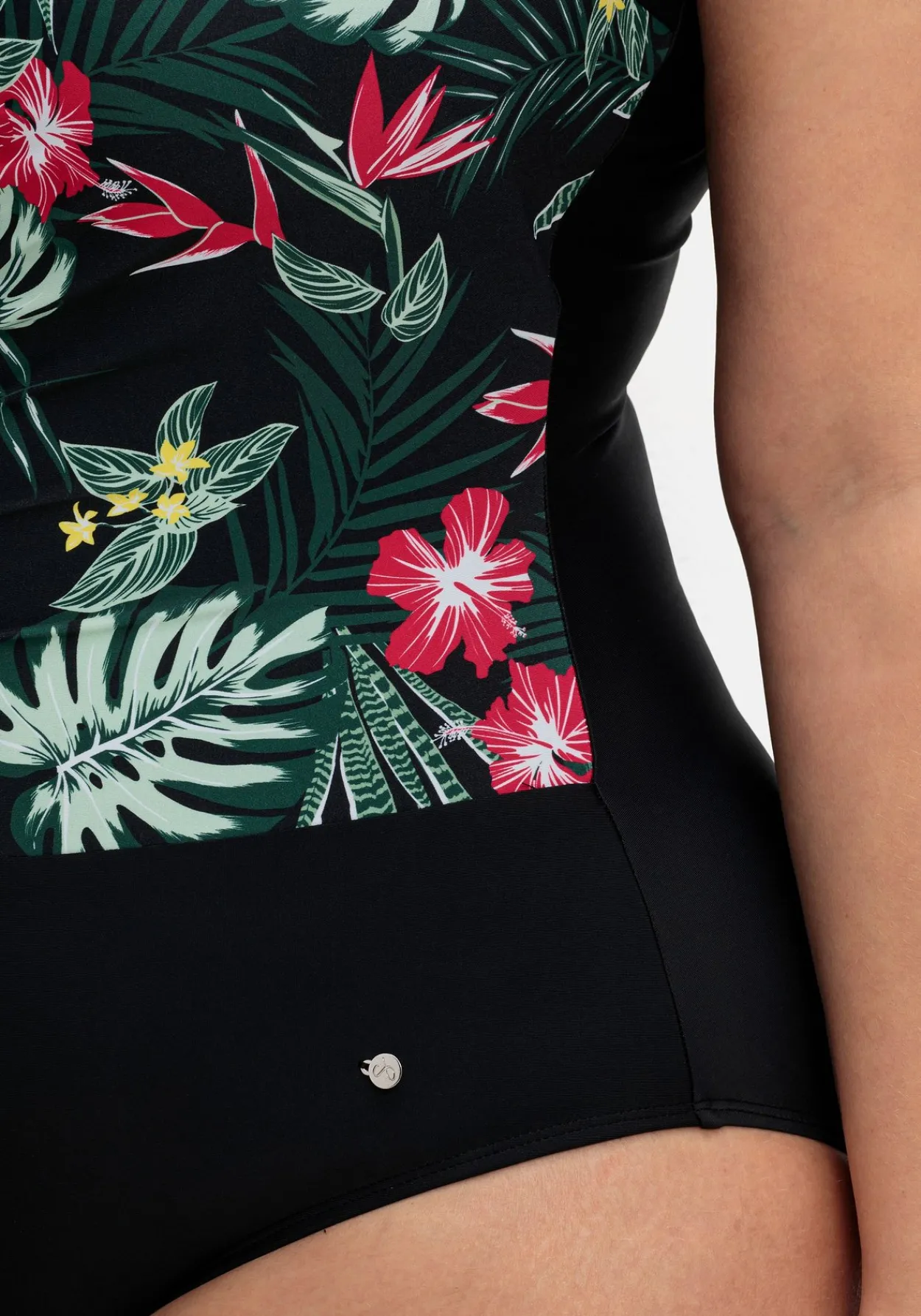 Badeanzug mit Rüschen und Tropical Print<sheego Clearance