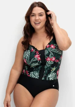 Badeanzug mit Rüschen und Tropical Print<sheego Clearance