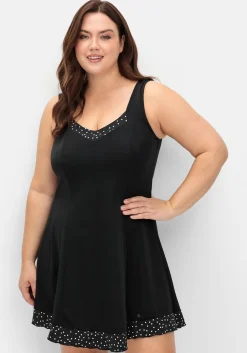 Badekleid mit Pünktchen und integrierter Hose<sheego Fashion