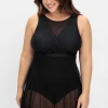 Badekleid mit transparentem Mesh-Rock<sheego Best