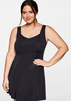 Badekleid mit V-Ausschnitt und integrierter Hose.<sheego Outlet