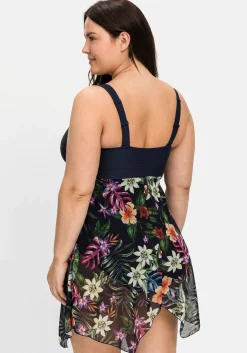 Badekleid mit zipfeligem Mesh-Rock<sheego by Joe Browns Outlet