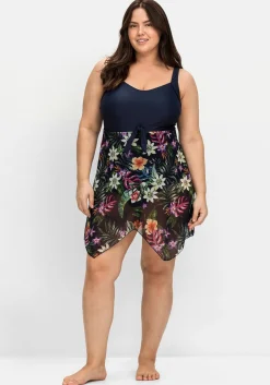Badekleid mit zipfeligem Mesh-Rock<sheego by Joe Browns Outlet