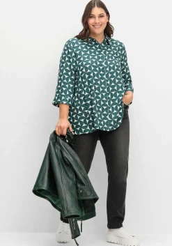 Bedruckte Bluse in schwingender A-Linie<sheego Clearance