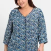 Bedruckte Bluse mit Smok- und Kontrastdetails<sheego Best