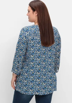 Bedruckte Bluse mit Smok- und Kontrastdetails<sheego Best
