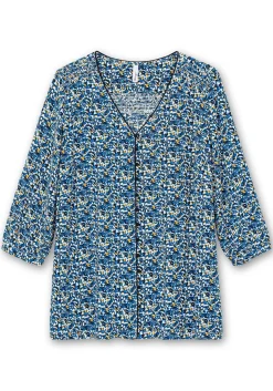 Bedruckte Bluse mit Smok- und Kontrastdetails<sheego Best