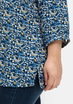 Bedruckte Bluse mit Smok- und Kontrastdetails<sheego Best