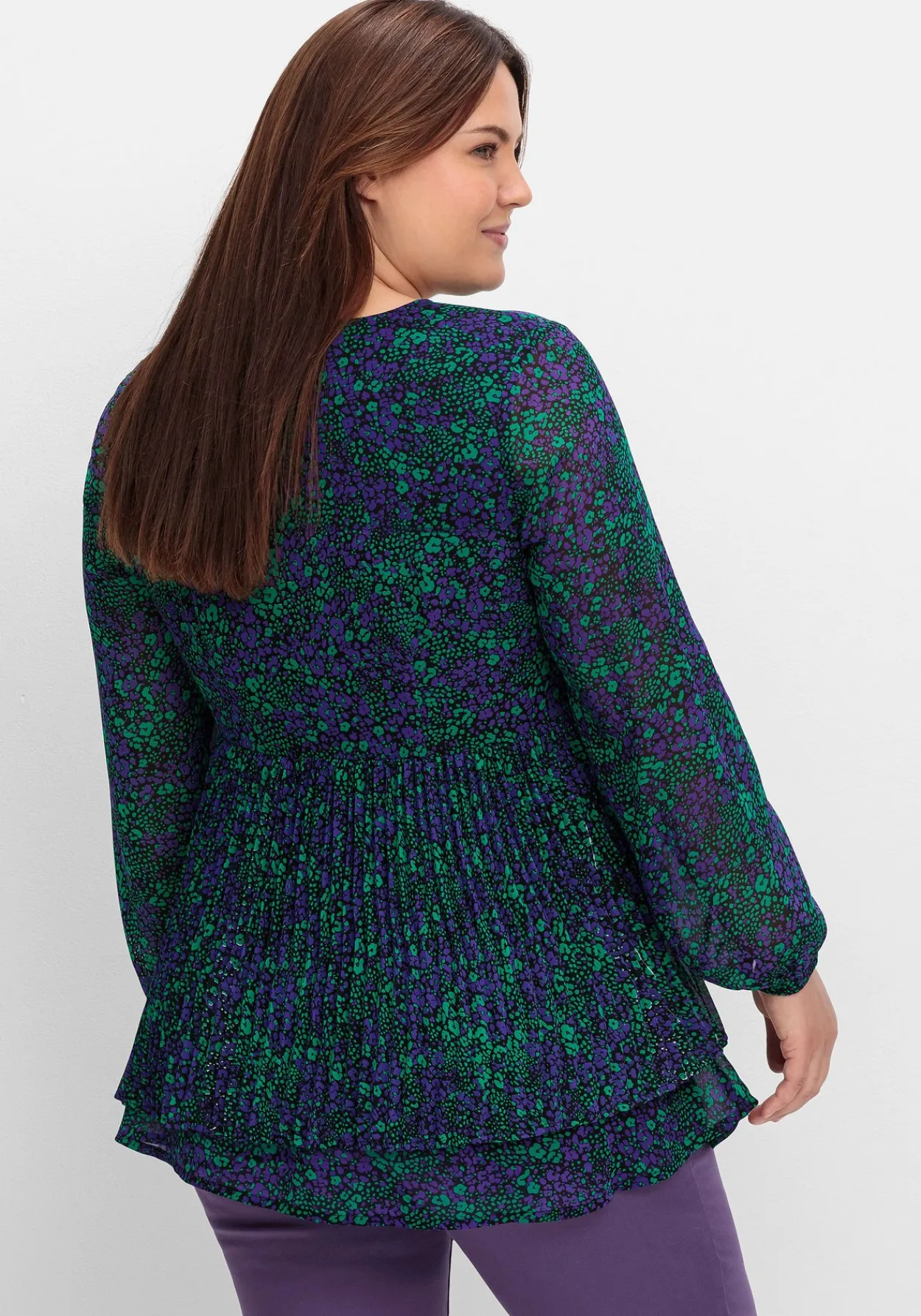 Bedruckte Chiffontunika mit Plisseefalten<sheego by Joe Browns Fashion