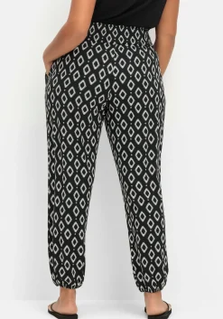 Bedruckte Jerseyhose mit breitem Smokbund<sheego Discount