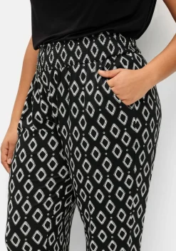 Bedruckte Jerseyhose mit breitem Smokbund<sheego Discount