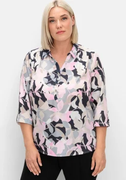 Bedruckte Tunika mit Blusenkragen, aus Crêpe<sheego Fashion