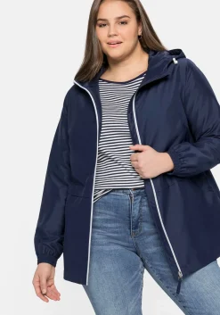 Übergangsjacke aus Microfaser, mit Kapuze<sheego Clearance
