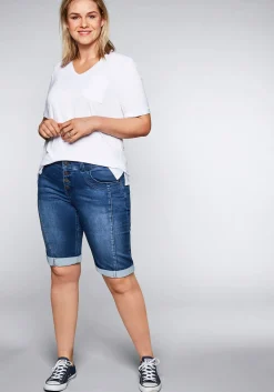 Bermudas aus Sweat-Denim mit Teilungsnaht<sheego Fashion