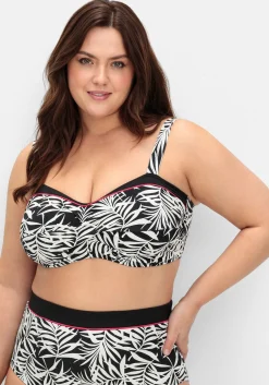 Bikini-Oberteil in Wickeloptik, mit Blätterprint<sheego Online